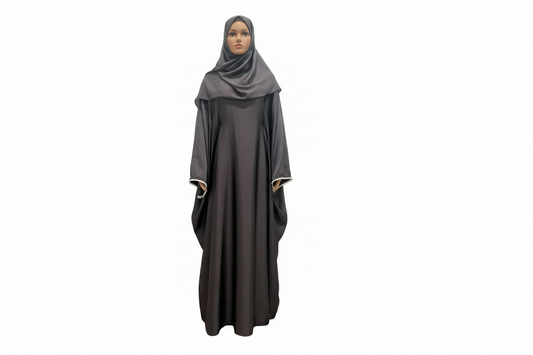 Brown Satin Butterfly Abaya