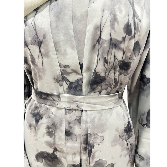 Tasmia Mist Bloom Abaya-Sand Beige