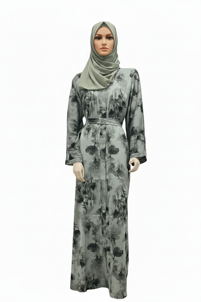 Laila Mist Bloom Abaya-Sage